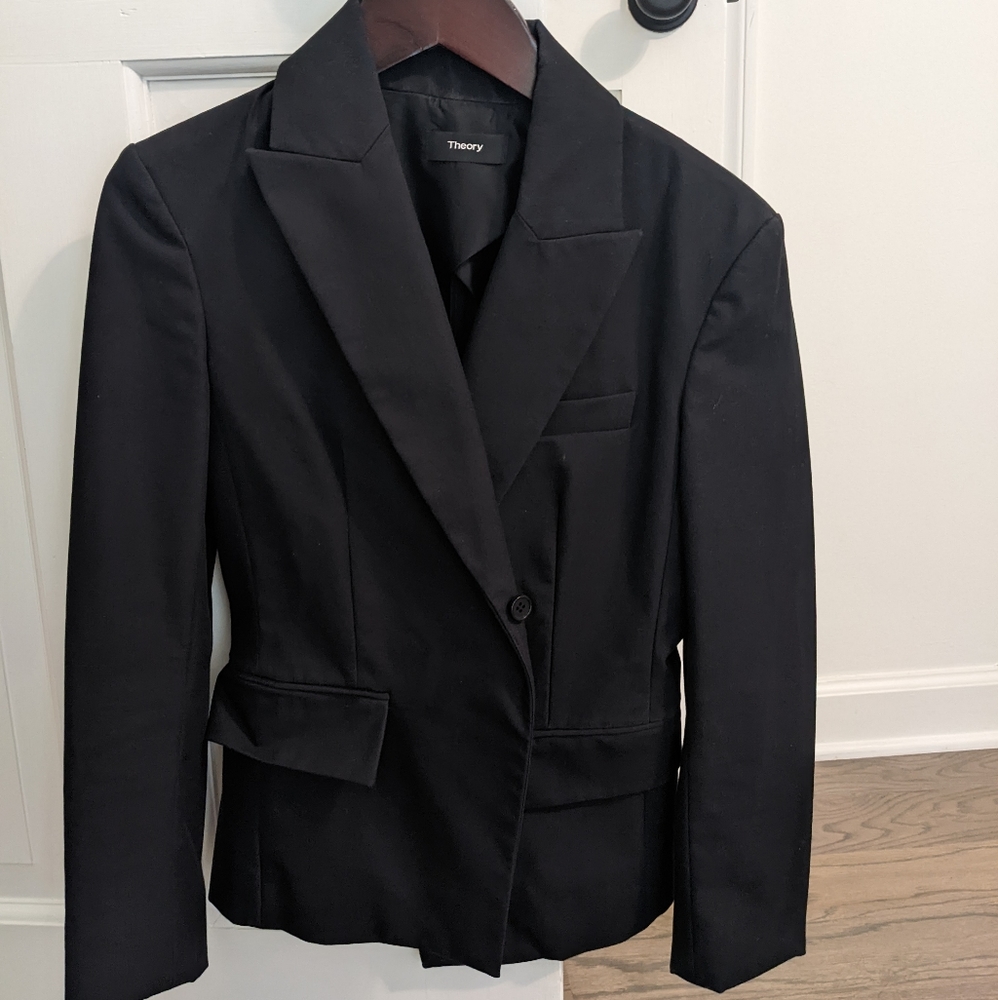 Theory Shrunken Blazer Size 00 Black (Petite Friendly)